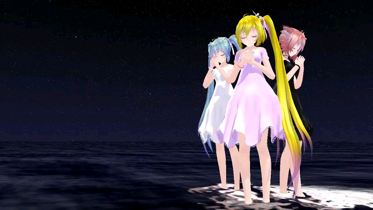 【MMD】綺麗な星空の下で3人のMelody Line【Tda式ミク・ネル・テト】